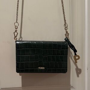 Picard Dark Green Croc-Embossed Crossbody Bag